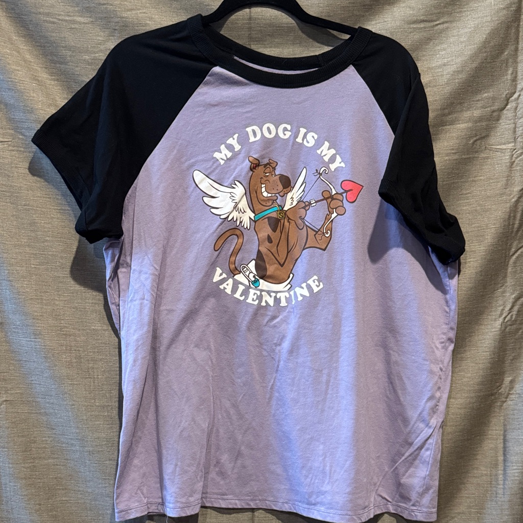 Playful Black And Purple Dog Valentine Tee